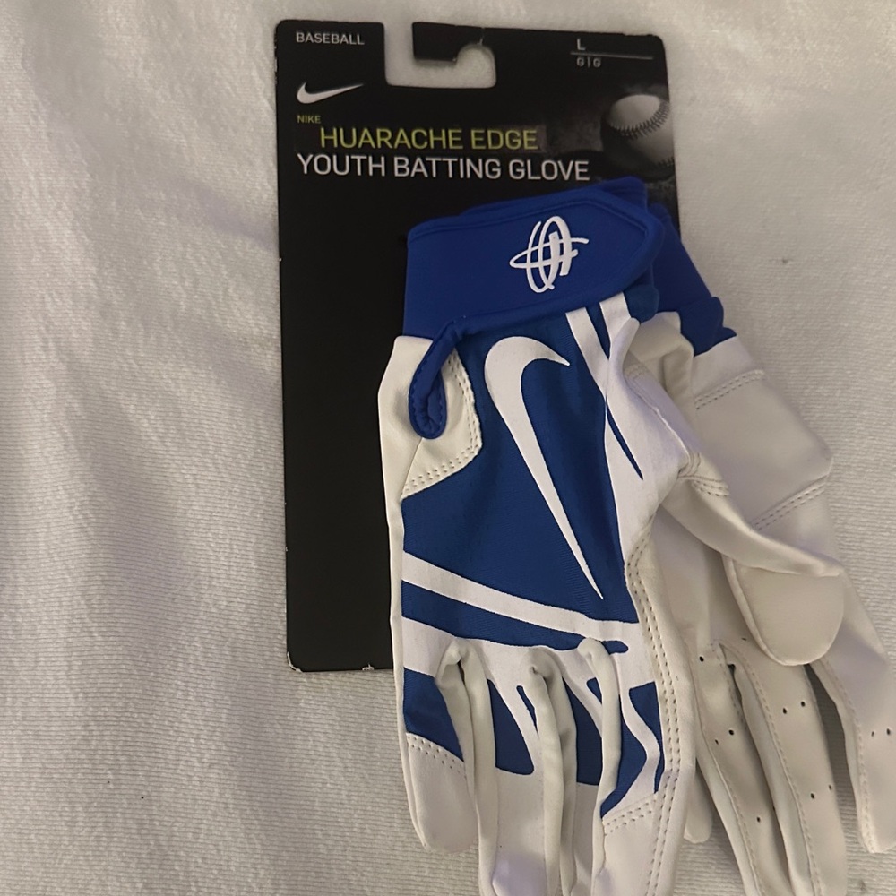 Youth Nike Huarache Edge Blue and White Batting Glove